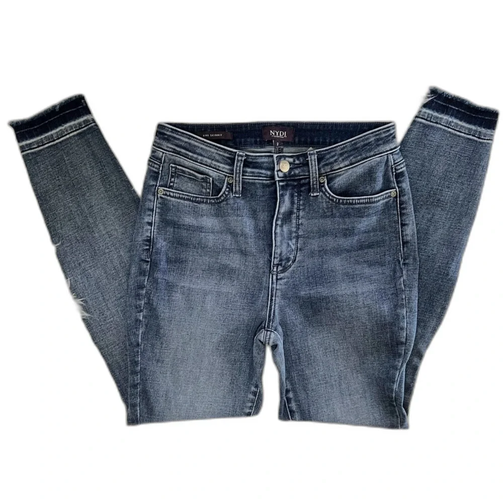 NYDJ Ami Skinny Jeans Size 2 Womens Raw Frayed Released Hem - Picture 6 of 9